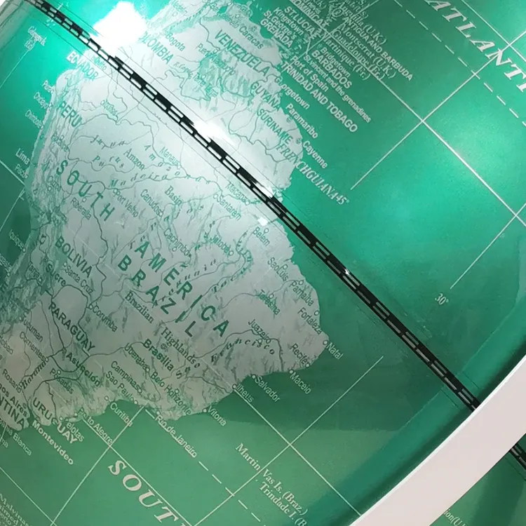 22.8cm (9") Artistic Green Metallic World Globe with Heavy-Duty Metal Base & Meridian detail view 3